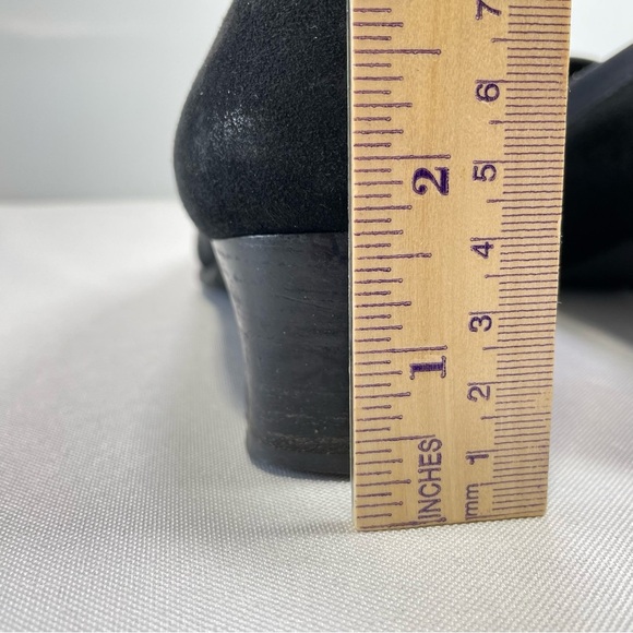 Stuart Weitzman Women’s Black Suede Shoes Size 6B Slip On Block Heel Square Toe - Picture 4 of 16